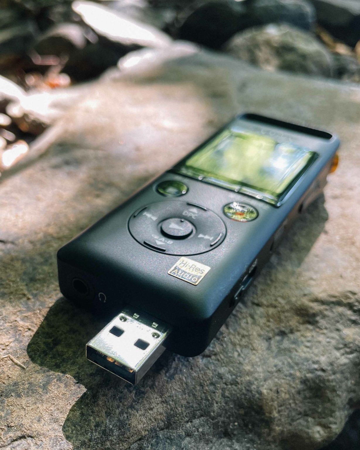 Sony PCM-A10 with its USB connector extended