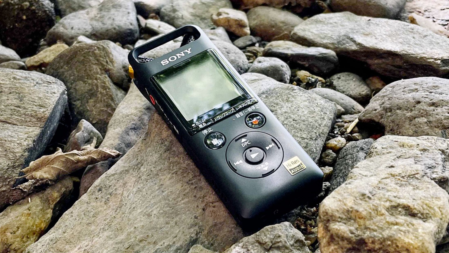 Sony PCM-A10 portable recorder held in the hand during a field recording session